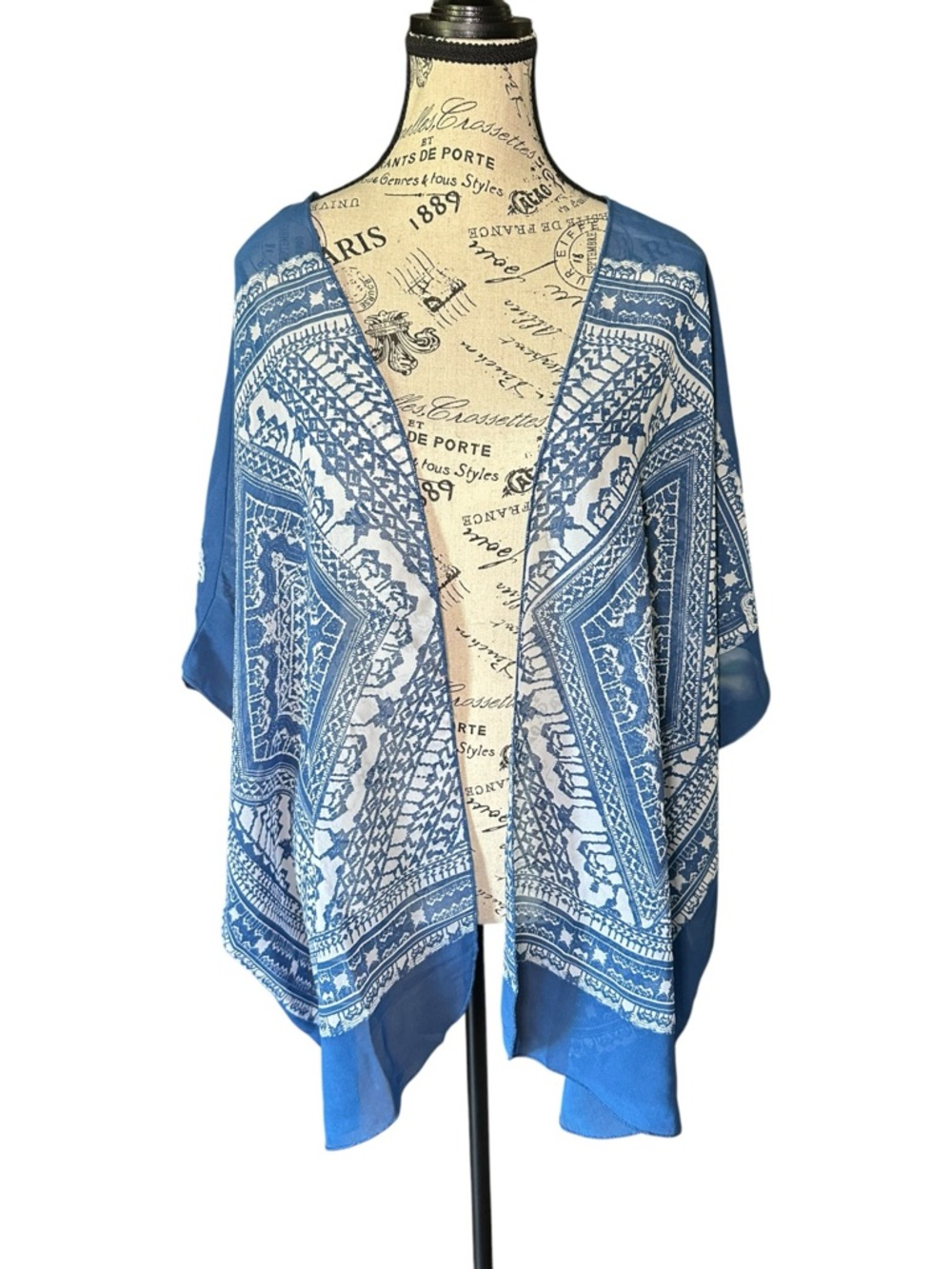 Allison Brittney Blue Printed Draped Swim Coverup